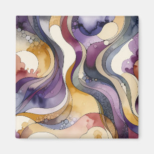 Íman Linhas fluidas, púrpura e abstrato, cor d'água