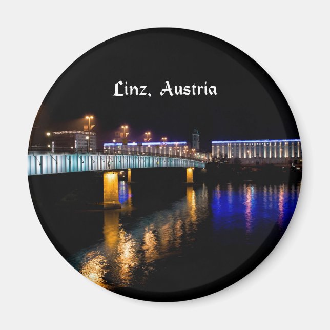 Íman Linz, paisagem urbana austríaca à noite (Frente)