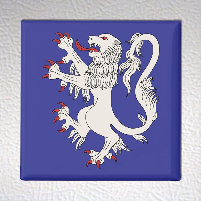 Íman Lion Rampant Argent (Lion Rampant Argent Magnet on White Fridge)