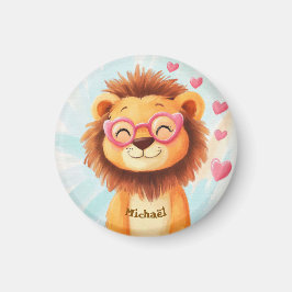 Íman Lion Valentine's Day Heart Badge Kids School