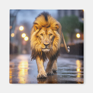 Íman Lion Wildlife Animal Na Rua Ao Exterior