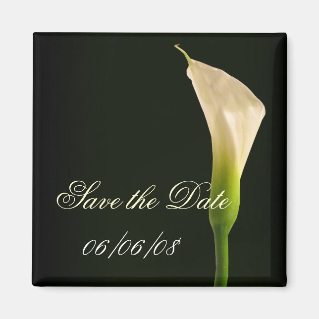 Íman Lírio de calla elegante para salvar a data (Frente)