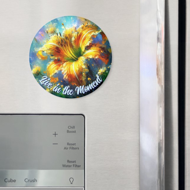 Íman Lírio Hemerocallis Flores Amarelo Azul Personaliza (In Situ (Fridge))
