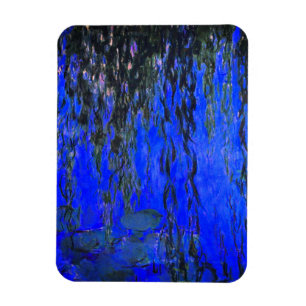 Íman Lírios de água monet e ramificações de salgueiro