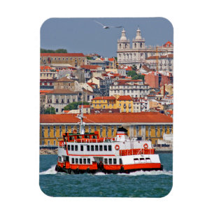 Íman Lisbon skyline with old ferry on Tagus river