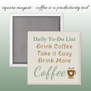 Íman Lista de tarefas para amantes de café marrom verde