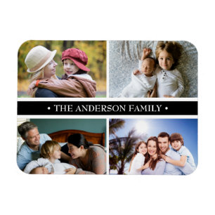 Íman Listra elegante do preto da colagem de 4 fotos