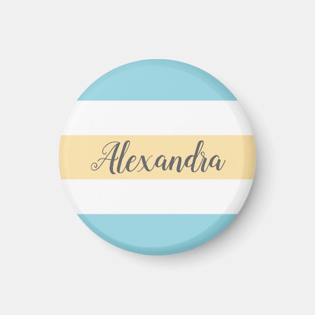 Íman Listras Amarelas E Azuis Personalizáveis (Frente)