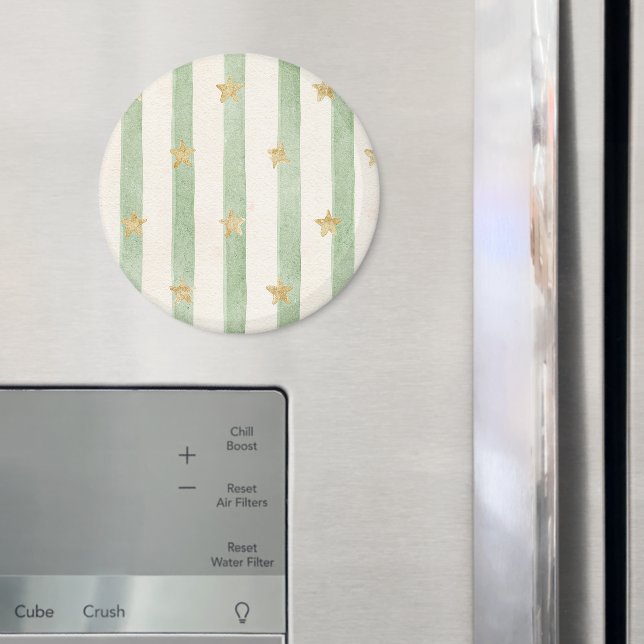 Íman Listras Creme Verde Estrelas Douradas (In Situ (Fridge))