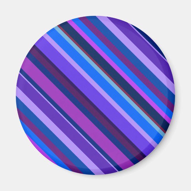 Íman Listras diagonais em azul e roxo (Frente)
