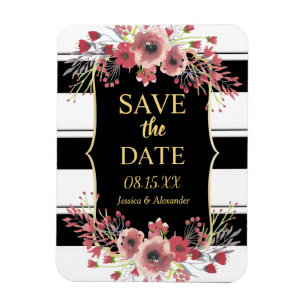 Íman Listras Elegantes Florais de Aquarela Save The Dat