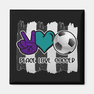 Íman Listras Pretas e Brancas Paz Amor Futebol