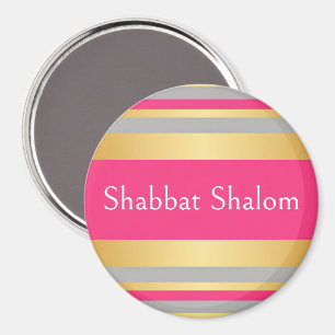 Íman Listras Rosa Quente Cinza Dourado, Shabat Shalom