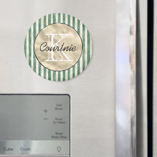 Íman Listras Verdes Creme Monograma Dourado