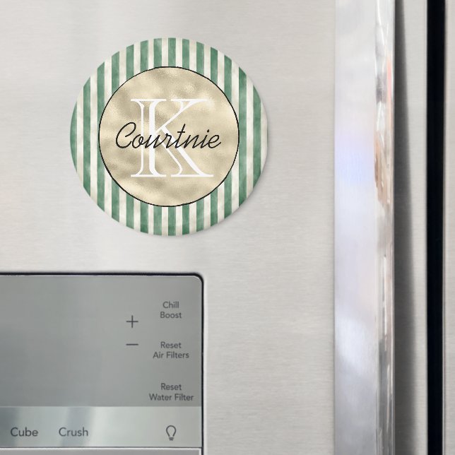 Íman Listras Verdes Creme Monograma Dourado (In Situ (Fridge))