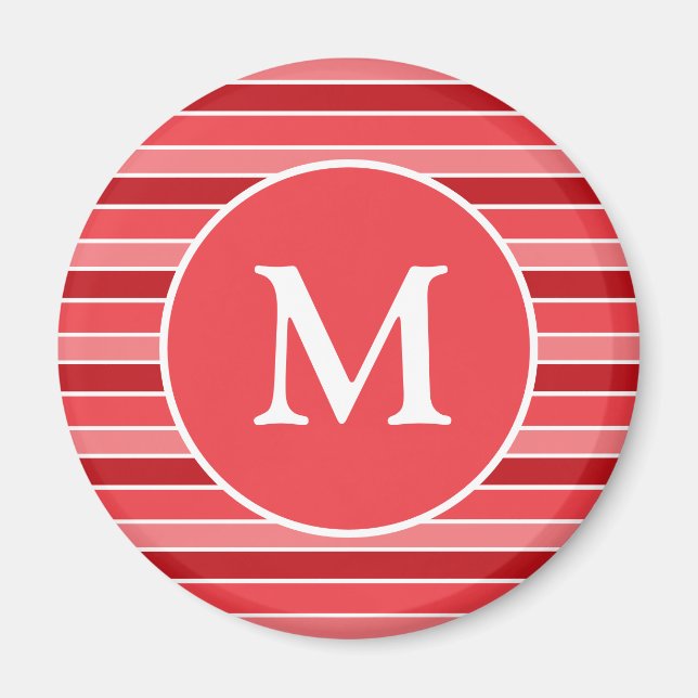 Íman Listras Vermelhas e Brancas Monogramadas (Frente)