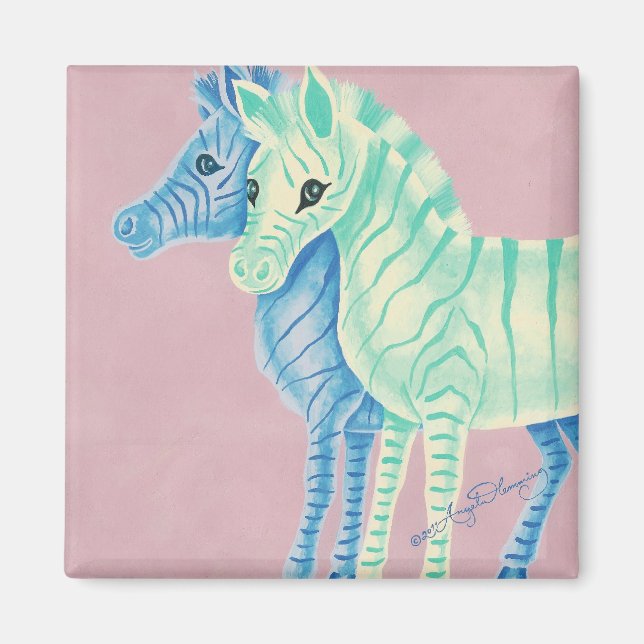 Íman Listras Zebras Azuis & Aqua (Frente)