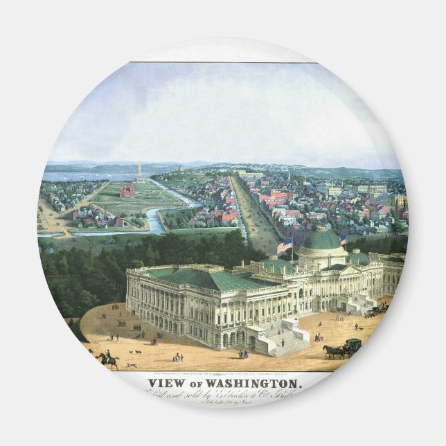 Íman Lithógrafo a cores 1852 - Vista de Washington (Frente)
