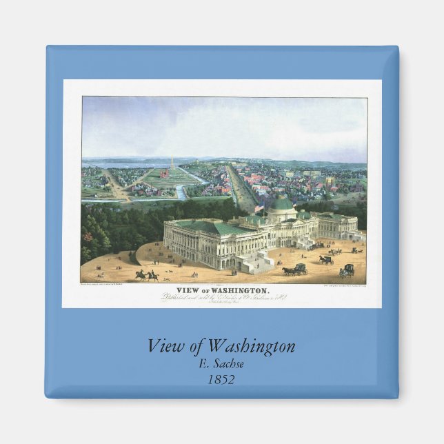 Íman Lithógrafo a cores 1852 - Vista de Washington (Frente)