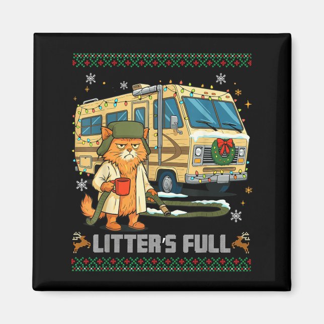 Íman Litter's Full Funny Silly Cat Holding Coffee Meme  (Frente)