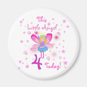 Íman Little Angel 4th Birthday T-shirts e presentes