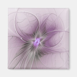 Íman Little Beauty Modern Mauve Gray Fractal Art Flower