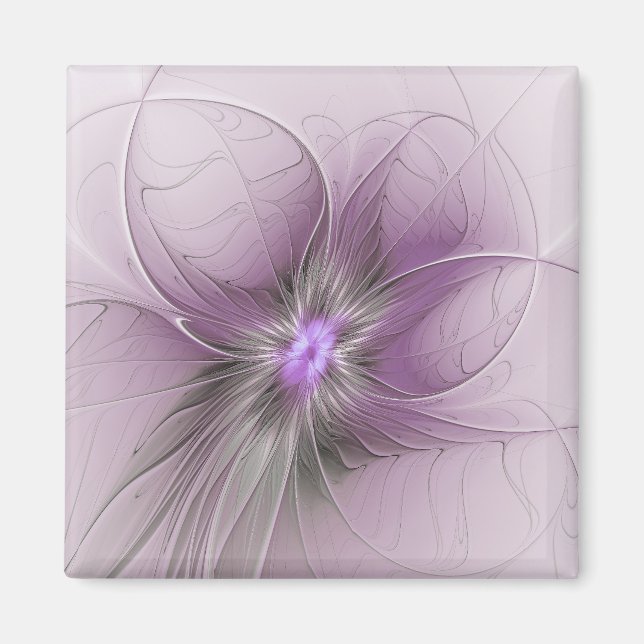 Íman Little Beauty Modern Mauve Gray Fractal Art Flower (Frente)