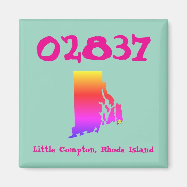 Íman Little Compton, RI Zip Code - 02837 Orgulho Rainbo (Frente)