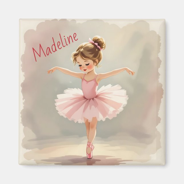 Íman Little Girl Ballerina in Pink Tutu Personalized (Frente)