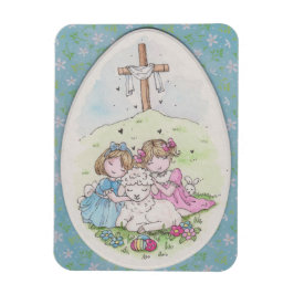 Íman Little Girls and Little Lamb on Easter Morning