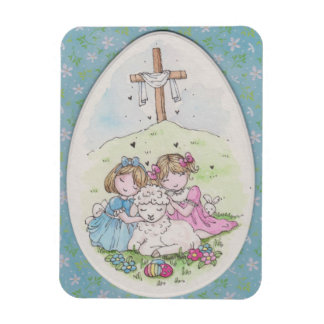 Íman Little Girls and Little Lamb on Easter Morning