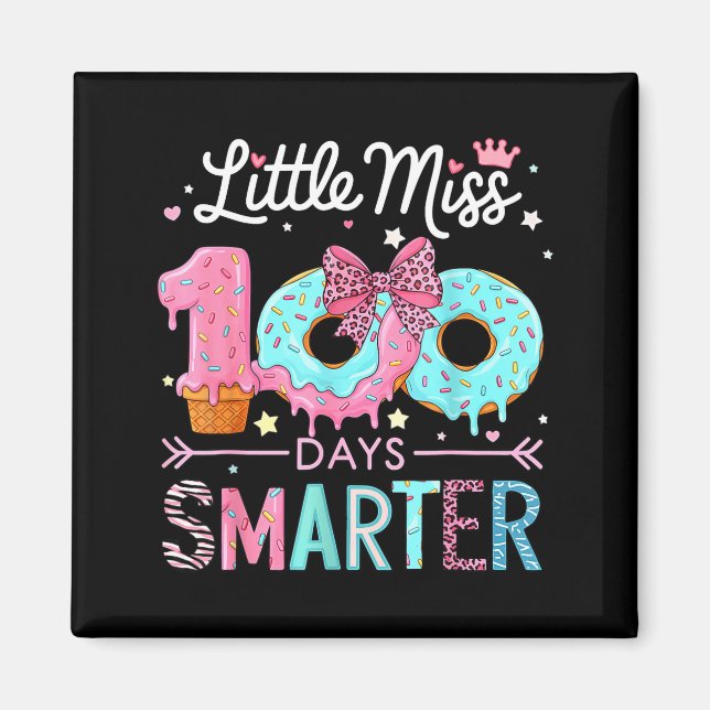 Íman Little Miss 100 Days Smarter Kids Girls 100th Day  (Frente)