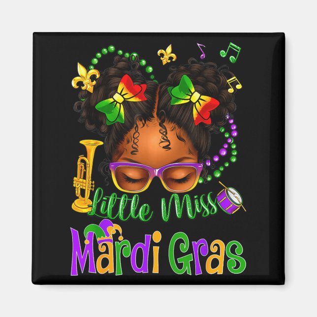 Íman Little Miss Mardi Gras Bow Girls Kids New Orleans  (Frente)