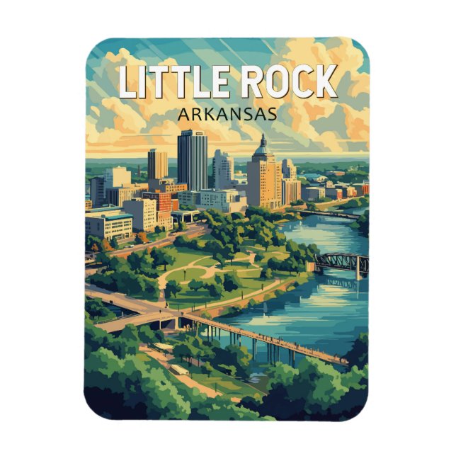 Íman Little Rock Arkansas Viagem Art Vintage (Vertical)