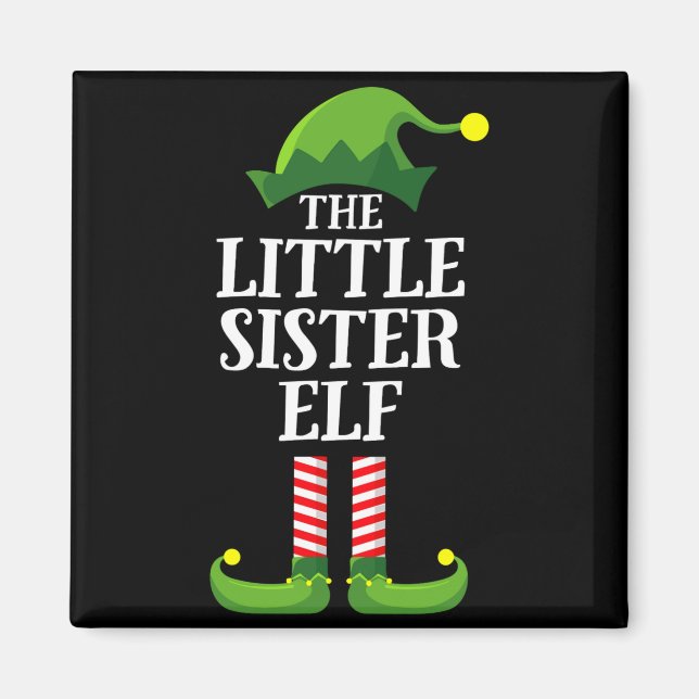 Íman Little Sister Elf Matching Family Group Christmas  (Frente)