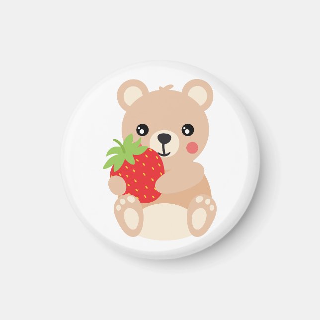 Íman Little teddy bear with strawberry (Frente)