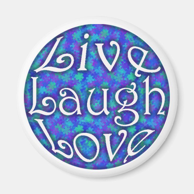 Íman Live Laugh Love Magnet em Blue Floral (Frente)