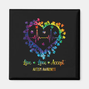 Íman Live Love Aceite Autismo Sensibilização Tie Dye Au