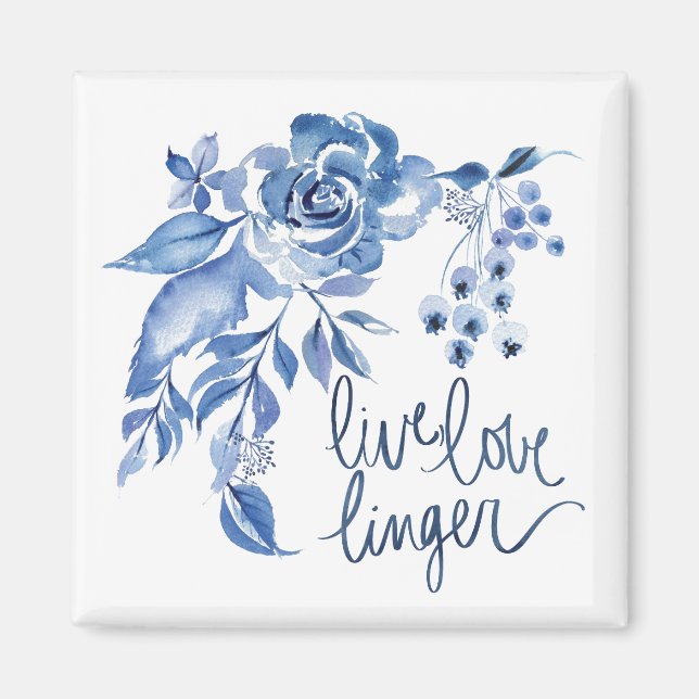 Íman Live Love Linger | Rosa Azul Floral (Frente)