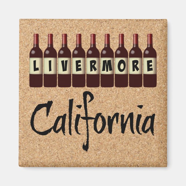Íman Livermore California Red Wine Botles Diversão. Pro (Frente)