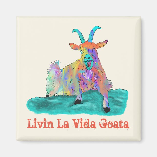 Íman Livin La Vida Goata Gritando Goat Engraçado Animal (Frente)