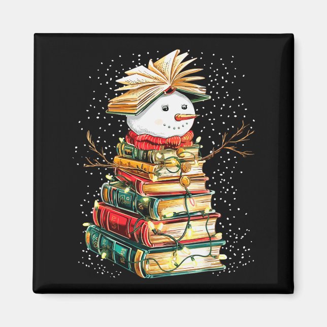 Íman Livro Boneco de Neve Árvore de Natal Leitura  (Frente)