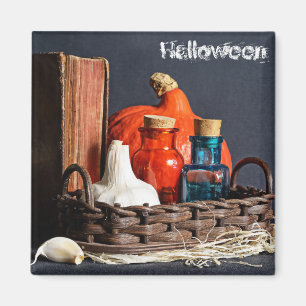 Íman Livro mágico, ampulheta, abóbora de halloween