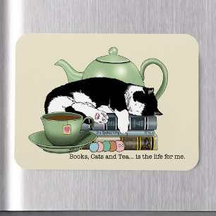 Íman Livros Aconchegantes Gato Smoking Chá Adorável Cha