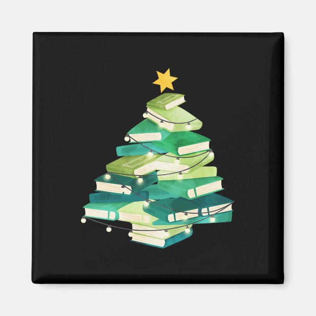 Íman Livros de feliz Pine Tree Divertimento Lover Ch (Frente)