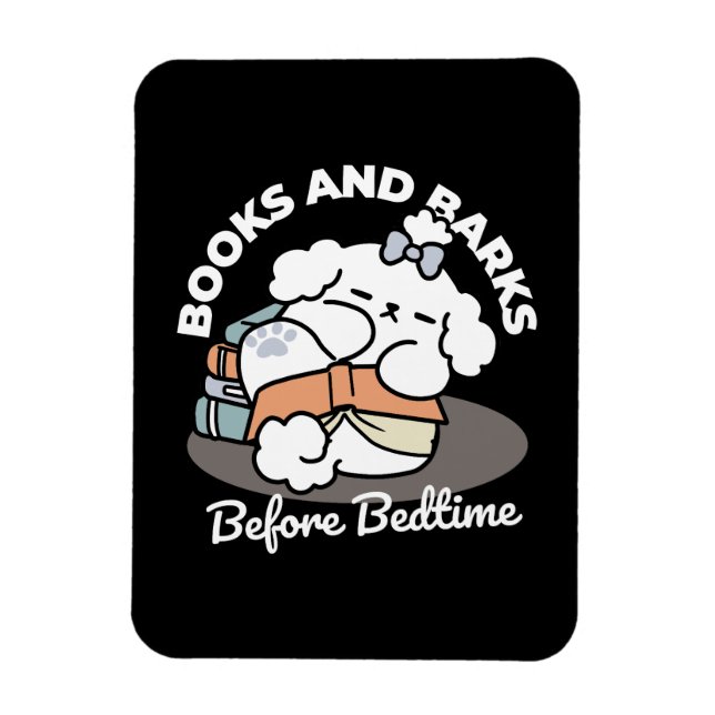 Íman Livros e Latidos - Design de Leitura de Cachorro S (Vertical)