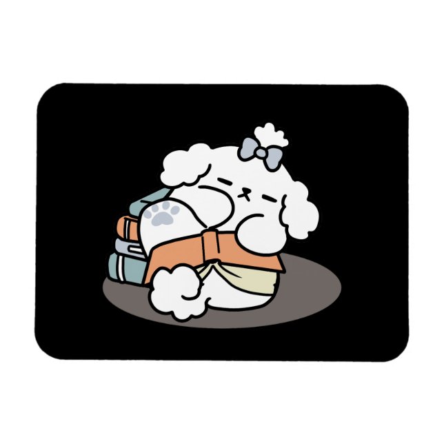 Íman Livros e Latidos - Design de Leitura de Cachorro S (Horizontal)
