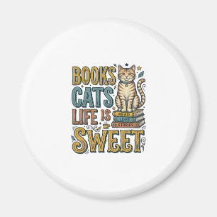 Íman Livros Gatos Vida É Doce Design Leitor de Gato Vin