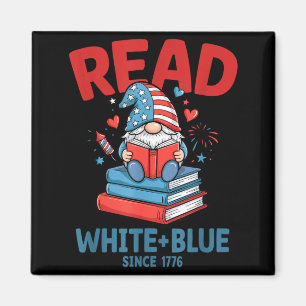 Íman Livros Gnomo EUA Fogos de Artifício Ler Branco Azu