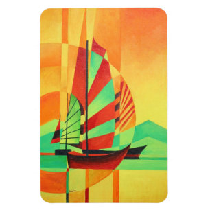 Íman Lixo Chinês Veleja para Curto em Cubismo Arte Geog